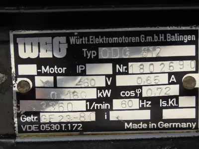 WEG ODG 612 Gearmotor 28RPM 120:1 Ratio 0.18kw 460VAC 3Ph Inline VDE 0530T.172
