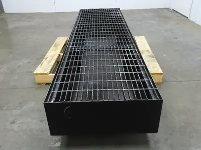 CNC Oil Coolant Tank 100gal Steel Oil Spill Catch Tank Walkway Grates 25x98x10"