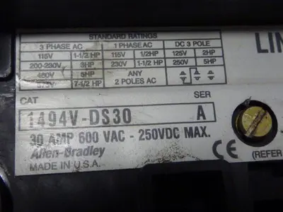 USED ALLEN BRADLEY 1494V-DS30 SER A