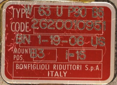 Bonfiglioli Riduttori W63UP90B5 Gear Reducer