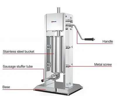 15 lbs/7 kg Stainless Steel Vertical Gear Drive Manual Sausage Stuffer