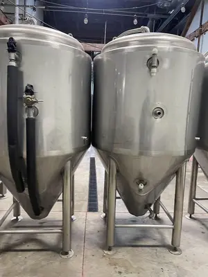 (4) Available - Used 7 bbl conical jacketed fermenters / 217 Gal