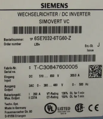 NEW SIEMENS 6SE7032-6TG60-Z DRIVE 6SE70326TG60Z