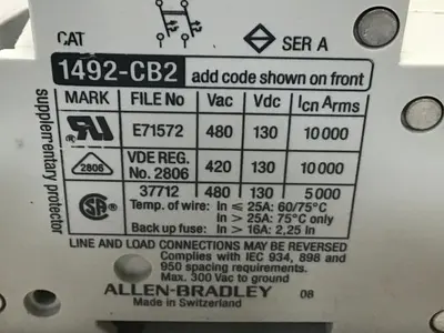 USED ALLEN BRADLEY 1492-CB2/G020 SER A