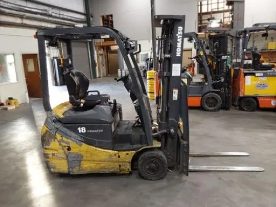 Used 2017 KOMATSU FB18MFU-12 3-Wheel Stand up Electric Counterbalance Forklifts | Russell Equipment #724669