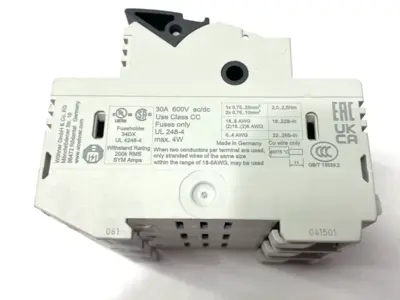 New | in-Stock Wöhner Fuse Holder 3-Pole Class CC 600V 30A Fuse Accessories Michigan US | Maverick Industrial Sales #1398373