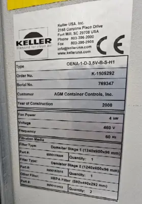 2008 KELLER OENA Series Filtration- Mist Collector | Midstate Machinery (5)