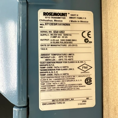 Used Rosemount 8712ESR1A1N0M4 Meters - Misc Indiana US | J&J Industrial Supply #1283562