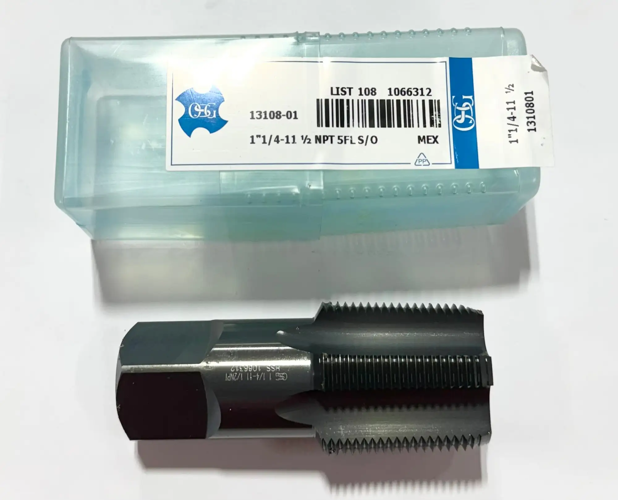 OSG 1-1/4"-11-1/2 NPT HSS Pipe Tap 5 Flute Steam Oxide Taper Tap
