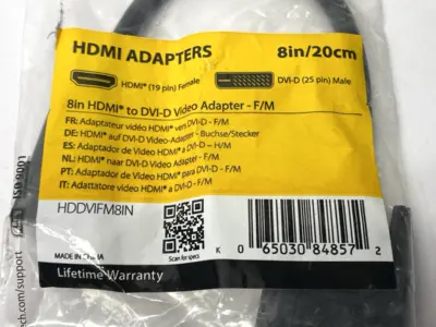 NEW STARTECH HDMI ADAPTER 8" HDMI TO DVI-D VIDEO ADAPTER F/M