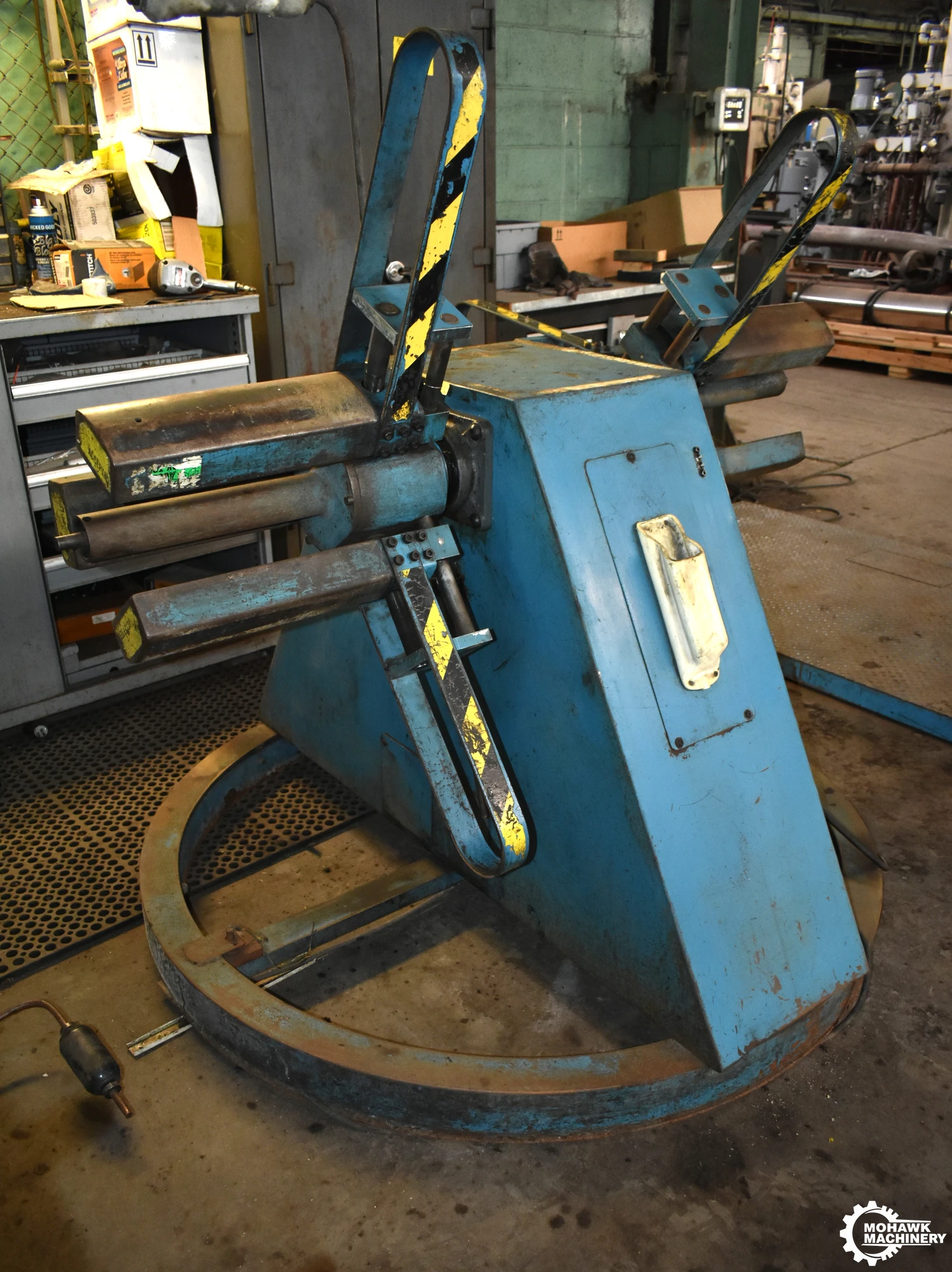 1200 LB P/A INDUSTRIES "DSRA1200D" MOTORIZED DOUBLE-END COIL REEL w/KEEPER ARMS - TWIN DC DRIVE SOLID STATE CONTROLS