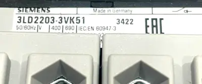 NEW SIEMENS 3LD2203-3VK51 DISCONNECT SWITCH 32A 690V 3LD22033VK51