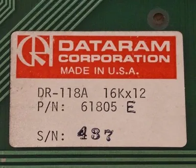 USED DATARAM DR-118A CORE MEMORY BOARD DR118A