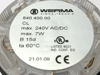 Used WERMA Clear Permanent Light Element 70mm Diameter 12-230VAC/DC CL Light Source Equipment Michigan US | Maverick Industrial Sales #1402332