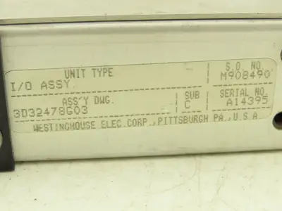 Westinghouse Electric 3D32478G03 Unimate PLC I/O Assembly 1-16 Rack Mount