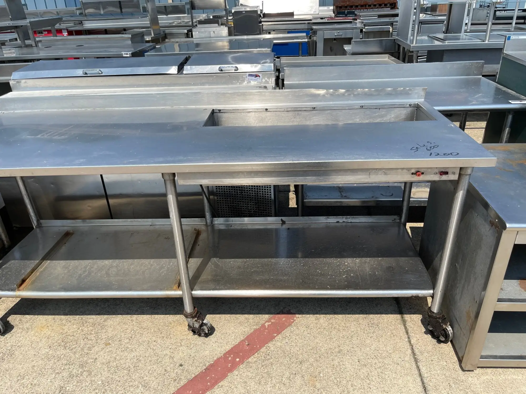 Used Falcon Restaurant Supply Used 88" Stainless Steel Table with Well and Drain - SS247 Dishtables Illinois US | Falcon Restaurant Supply #1375995