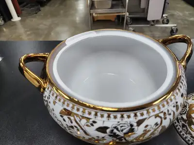 Used Isaac Peoria Used Fine Porcelain set gold plated C IP Restaurant Equipment (Miscellaneous) Illinois US | Falcon Restaurant Supply #1376699
