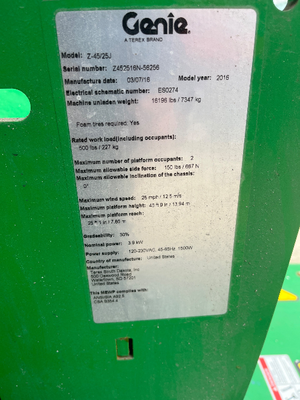 USED 2016 Genie Z-45/25J DC