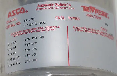 NEW ASCO SA11AR-QF11A4CER TEMPERATURE SWITCH SA11ARQF11A4CER