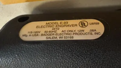 Badger Electric Products USA Model E-93  Etcher Engraver Jewelry Carbide Bits