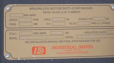 KOLLMORGEN EB-202-B-91-001 BRUSHLESS MOTOR EB202B91001