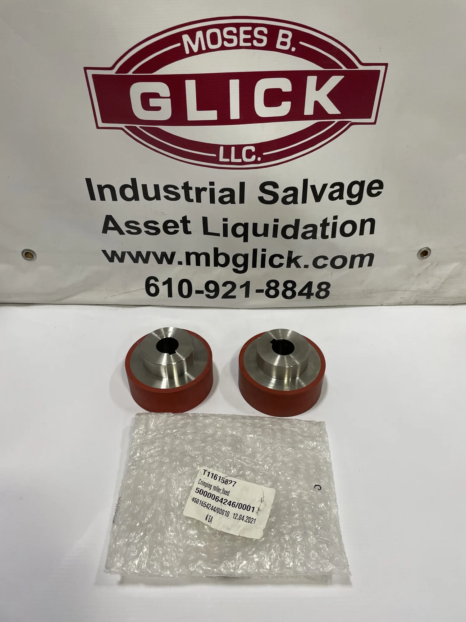 Amotek T11615827 4” x 1-1/2” Automatic Bagger Crimping Roller -Lot of 2