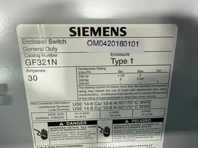Used SIEMENS GF321N Disconnects Ohio US | HGR 24 #1284761