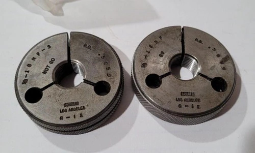 Set of 5/8-18 NF-3 GO & NO GO Set Thread Ring Gage P.D. .5889 & .5859 Gages