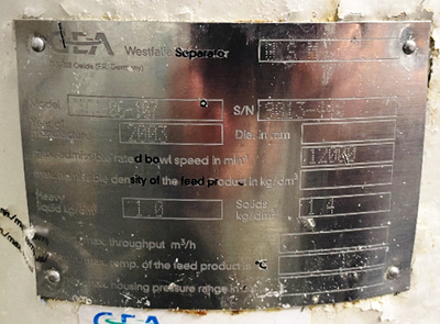 Westfalia CTC 1-06-107 lab clarifier centrifuge, 316SS.