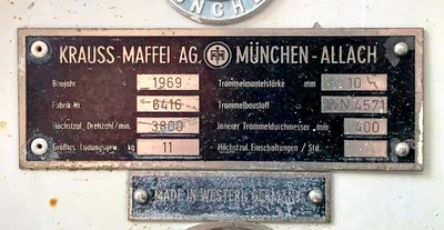 Krauss-Maffei HZ 40 Si peeler centrifuge, 1.4571 SS.