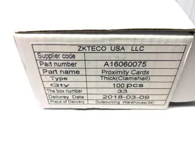 New | in-Stock ZKTECO 125KHZ PROXIMITY CARDS, THICK, CLAMSHELL Proximity Sensors | Maverick Industrial Sales #1105916