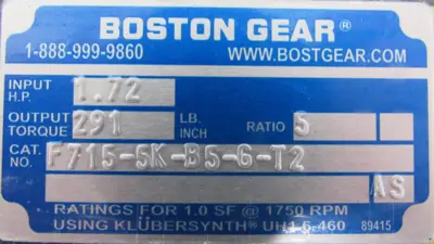 NEW BOSTON GEAR F715-5K-B5-G-T2 GEAR REDUCER 5:1 F7155KB5GT2