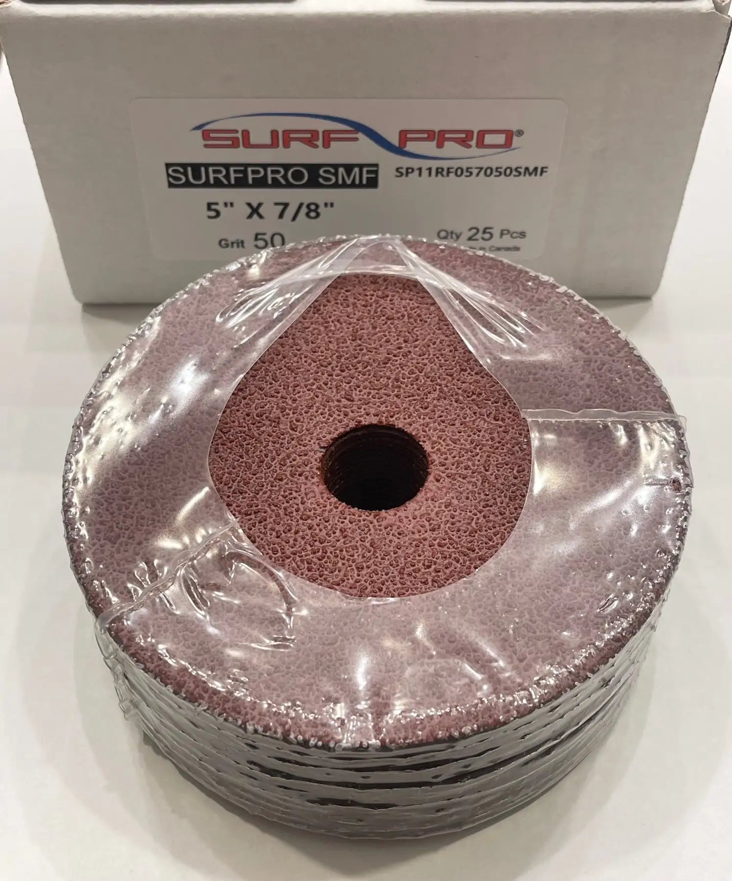 Surf-Pro 5" x 7/8" Resin Fiber Sanding Discs 50 Grit 25 Pack