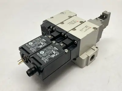 USED SMC PNEUMATIC SOLENOID VALVE MANIFOLD SOFT START 3/8" NPT