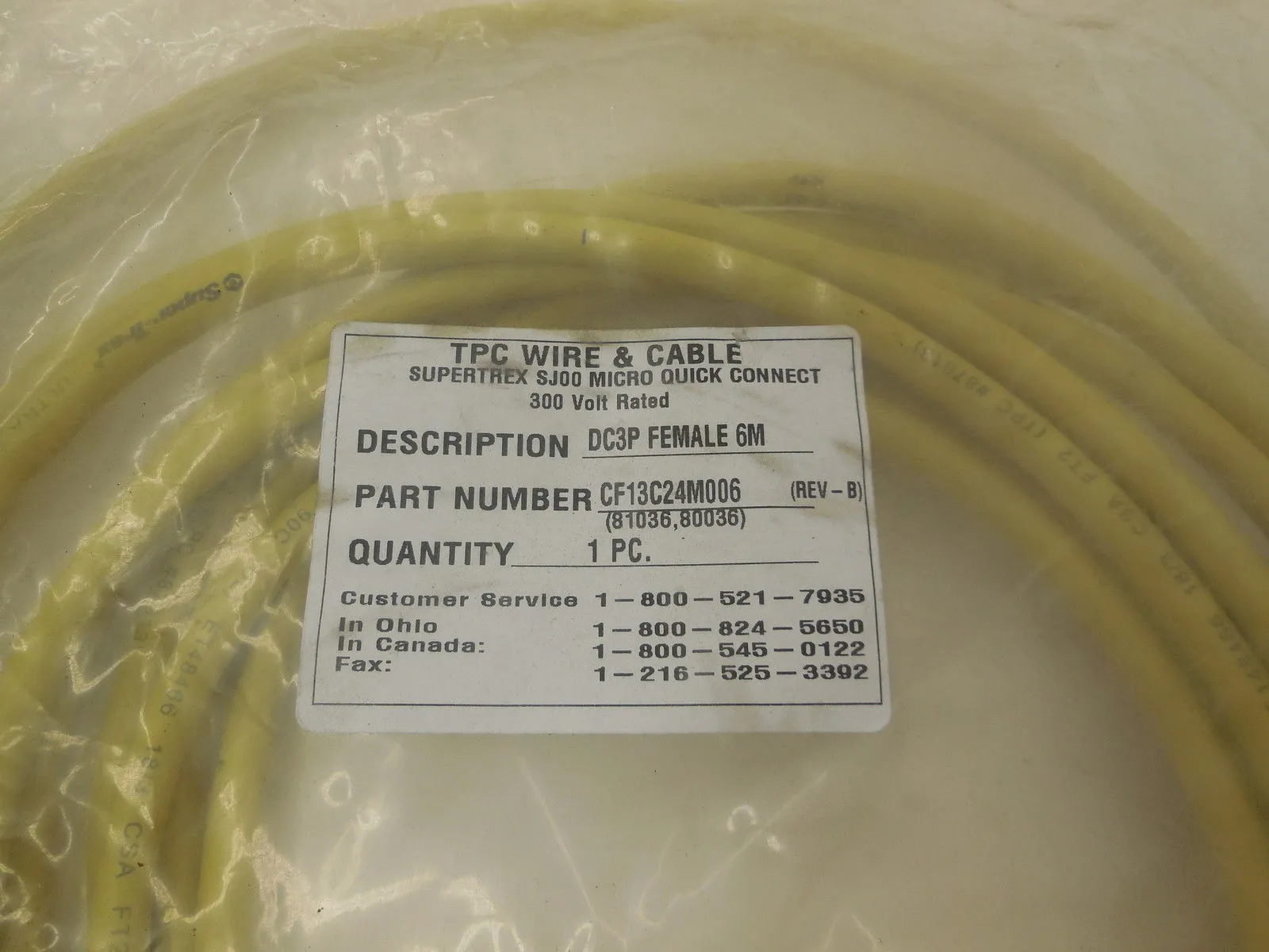 NEW TPC WIRE & CABLE CF13C24M006 MICRO QUICK CONNECT