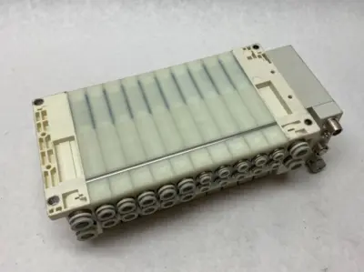 USED SMC ETHERNET POWERLNK MANIFOLD ASSEMBLY, SY5A00-5U1-X350 VALVES