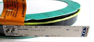 NEW ZOOK ENTERPRISES CF178150 GRAPHITE RUPTURE DISC 8 in-150# 4037490
