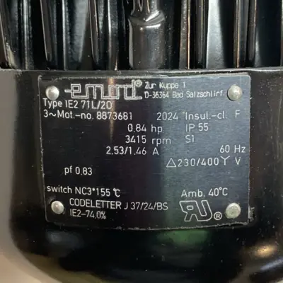 USED EMOD 3/4" X 7-1/2" SHAFT - IE2 71L/20, 0.84 HP, 3415 RPM, 2.53/1.46A