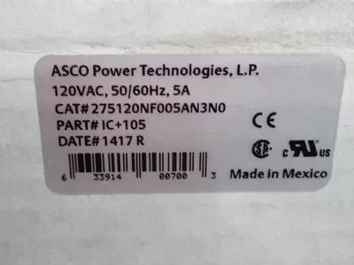 Used ASCO POWER TECHNOLOGIES 275120NF005AN3NO Surge Protectors Ohio US | HGR 24 #1406453