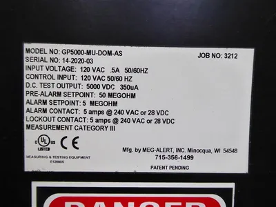 MEG-ALERT GP5000-MU-DOM-AS Automatic Insulation Resistance Tester Used