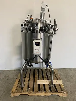 USED 2014 ALLEGHENY BRADFORD 171 LITER STAINLESS STEEL JACKETED REACTOR 45 PSI W/ AGITATOR