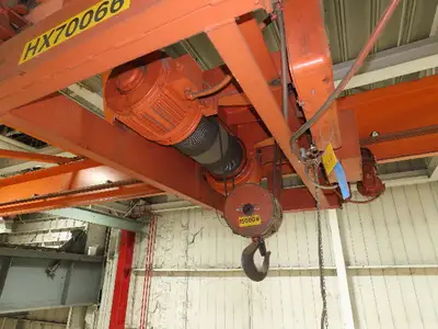 Cleveland Tramrail P&H 7.5 Ton Double Girder Underhung Bridge Crane 45' 10" Span