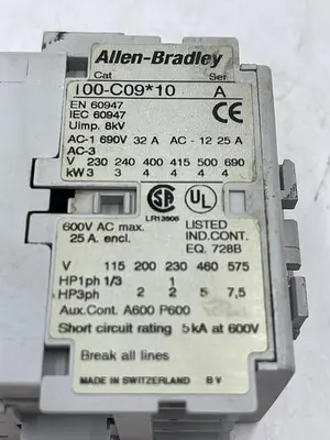 Used ALLEN-BRADLEY ALLEN-BRADLEY 100-C09*10 SER A 120V PLC Contactors | ND Industrial Surplus #1216012