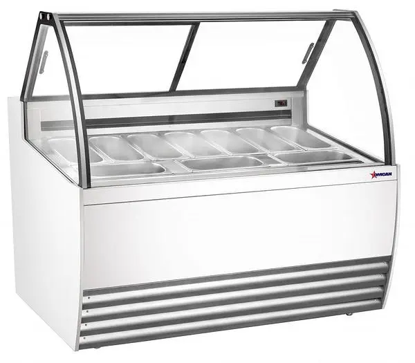 55″ Gelato Display Showcase (White Exterior) with 10 Pans