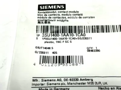 NEW SIEMENS CONTACT MODULE WITH 1 CONTACT ELEMENT, 1 NC