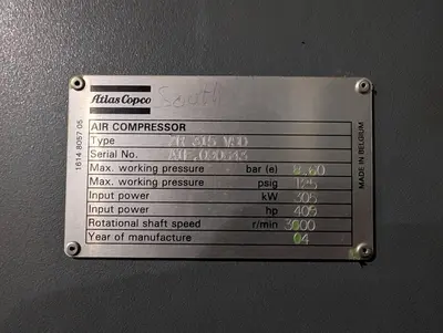 Used ATLAS COPCO ZR315VSD Rotary Screw & Sliding Vane Air Compressors Pennsylvania US | Global Equipment International, LLC #1004592