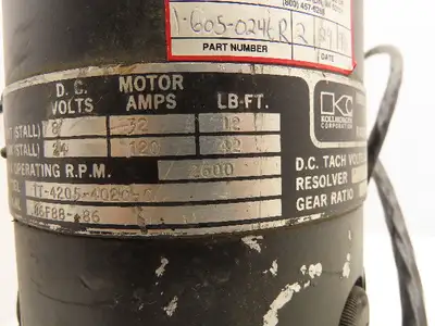 Kollmorgen TT-4205-4020-C DC Servo Motor 2600RPM 24VDC 42FT-LBS Tach 19V