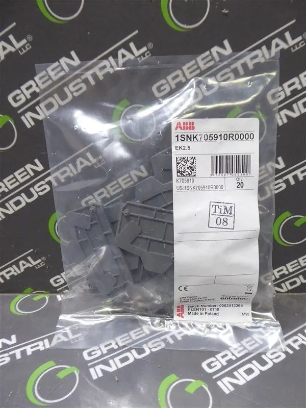 Bag of 20 ABB / entrelec 1SNK705910R0000 EK2.5 Connector End Plates New