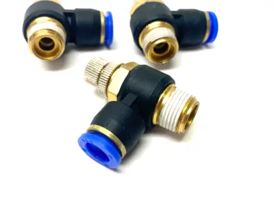 New | in-Stock SNS PNEUMATIC FLOW THROTTLE/SPEED CONTROL ELBOW VALVE FITTING 10MM TUBE Speed Drives | Maverick Industrial Sales #1112199