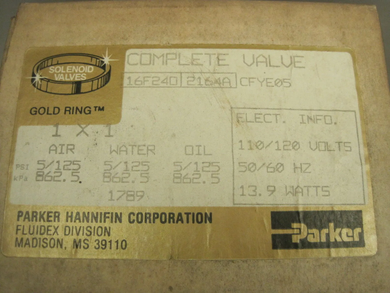 New Parker 16F2402164ACFYE05 Valve